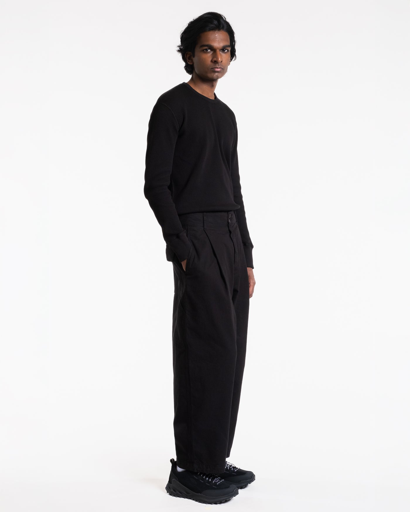 British Worker Pants Cotton Linen Black