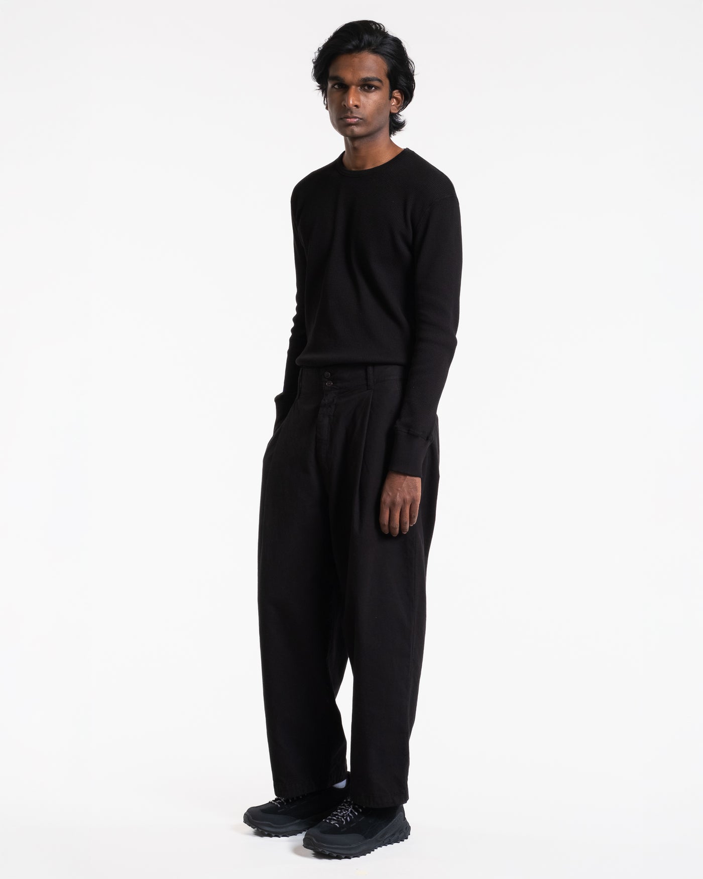 British Worker Pants Cotton Linen Black