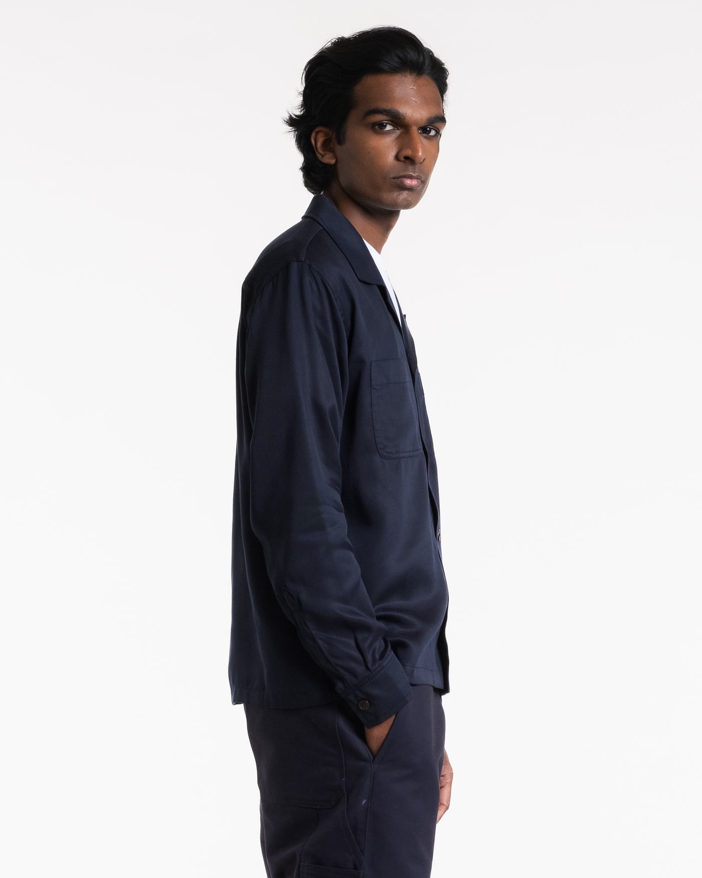 Havana Shirt Tencel Twill Navy