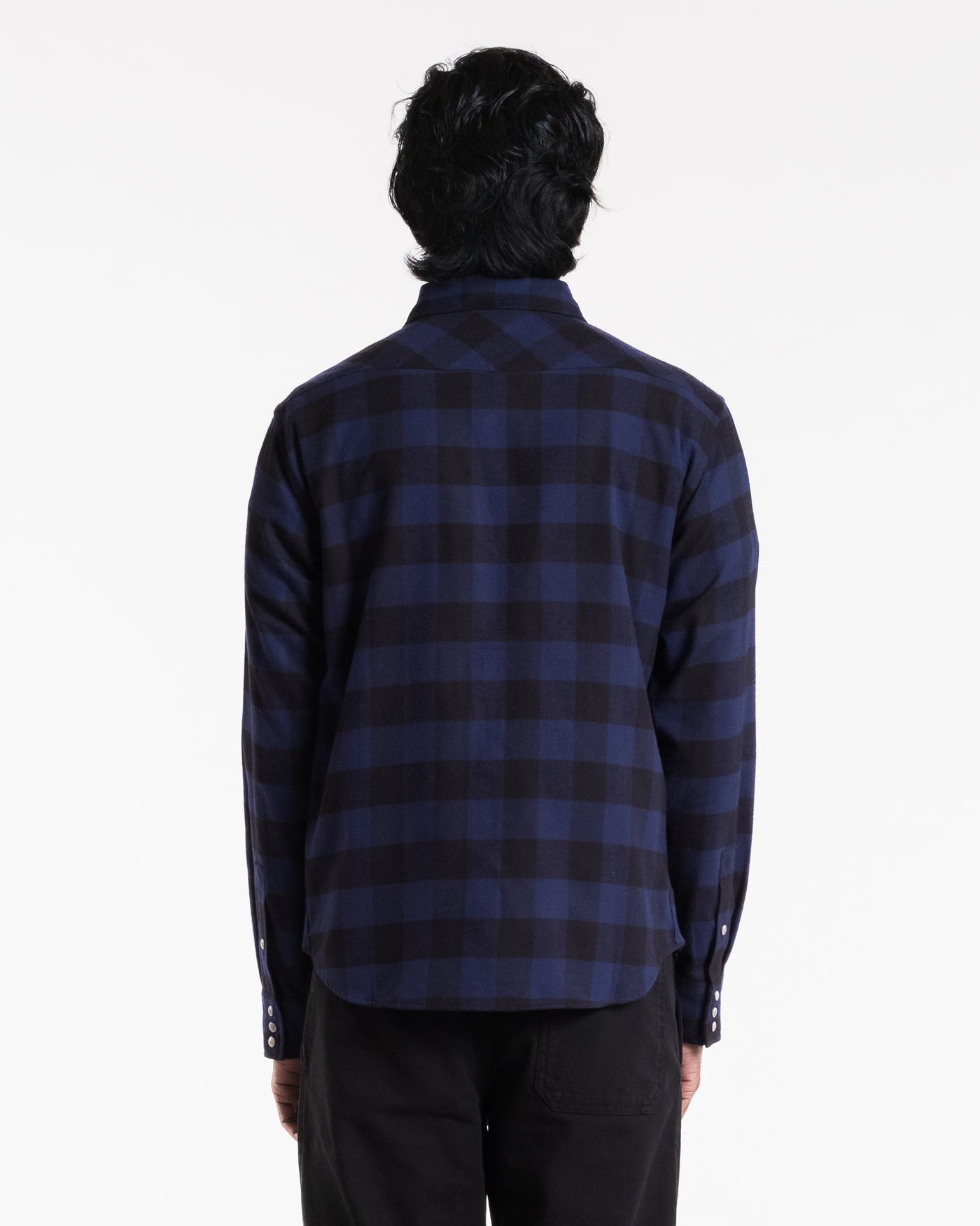 Western Shirt Check Twill Brushed Blue/Black