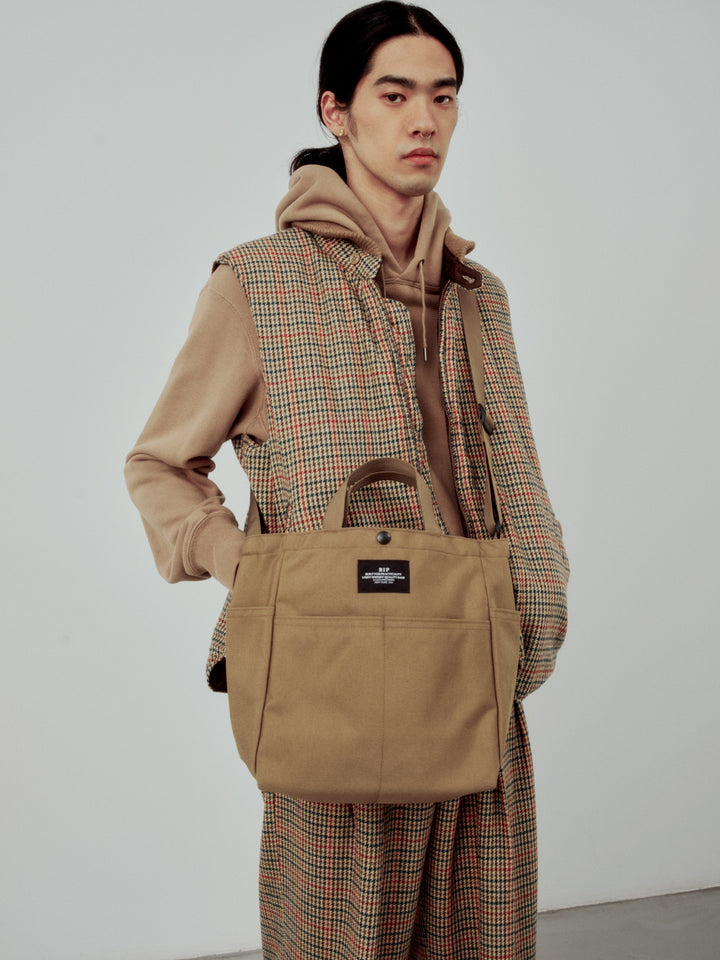 Multi-pocket Bag Medium Canvas Nylon Khaki