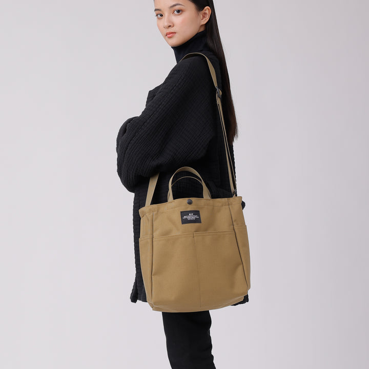 Multi-pocket Bag Medium Canvas Nylon Khaki