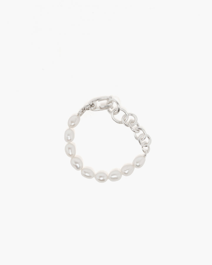 Sara Roegiers Pearl and Silver Bracelet with American Clasp • Made to Order