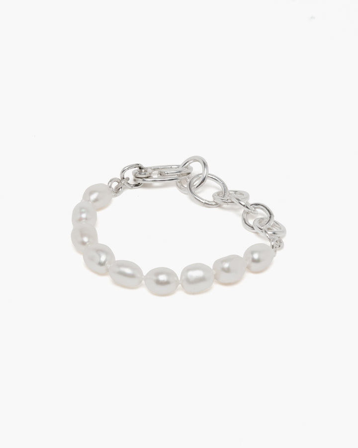 Sara Roegiers Pearl and Silver Bracelet with American Clasp • Made to Order