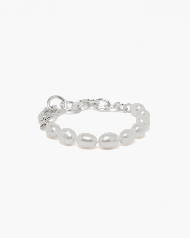 Sara Roegiers Pearl and Silver Bracelet with American Clasp • Made to Order