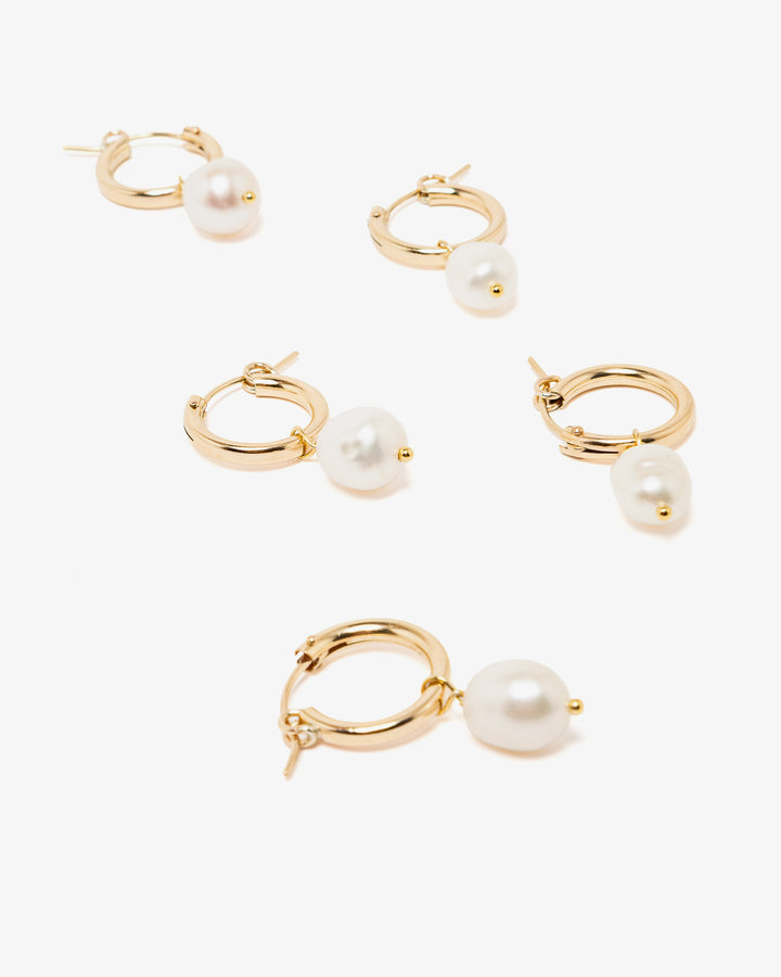 Sara Roegiers Gold Filled Creole Hoops 15mm With Pearl