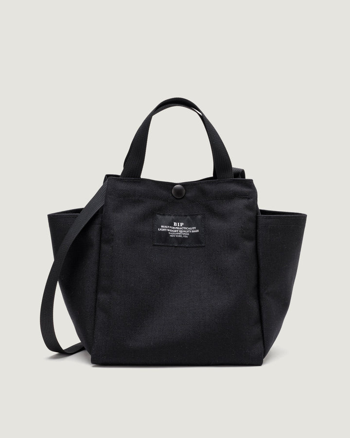 Small Side Pocket Tote Canvas Nylon Black