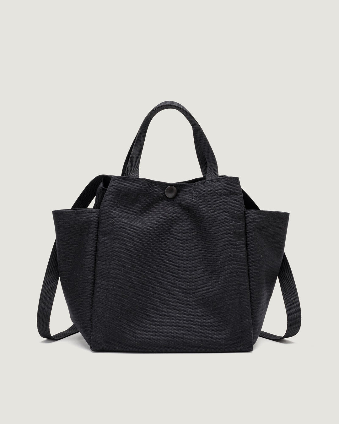 Small Side Pocket Tote Canvas Nylon Black