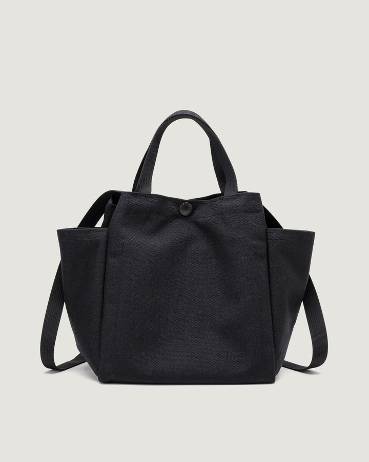 Small Side Pocket Tote Canvas Nylon Black