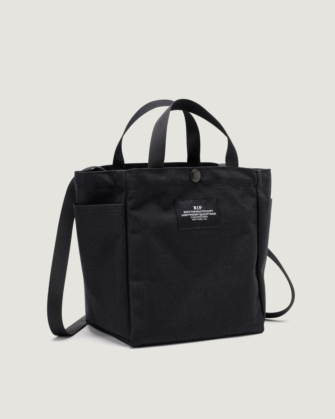 Small Side Pocket Tote Canvas Nylon Black