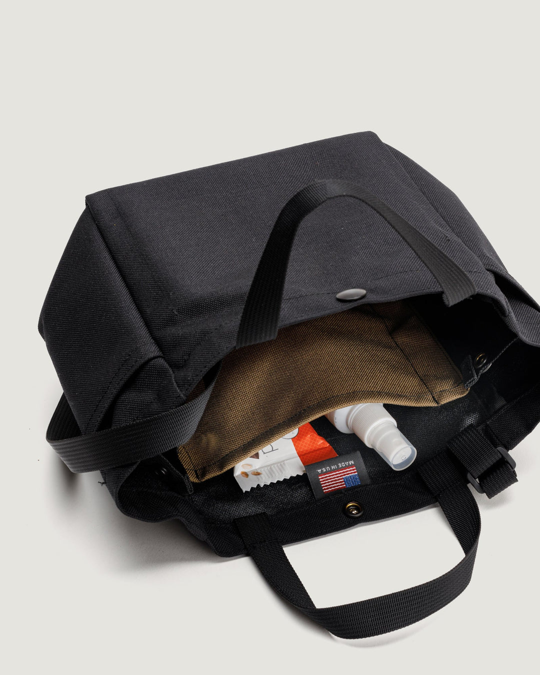 Small Side Pocket Tote Canvas Nylon Black