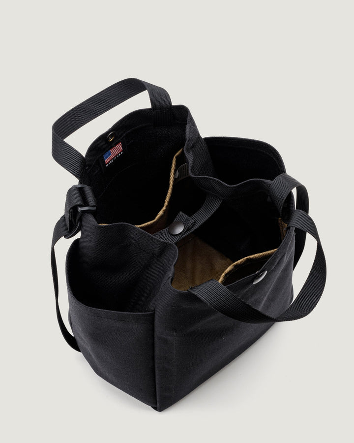 Small Side Pocket Tote Canvas Nylon Black