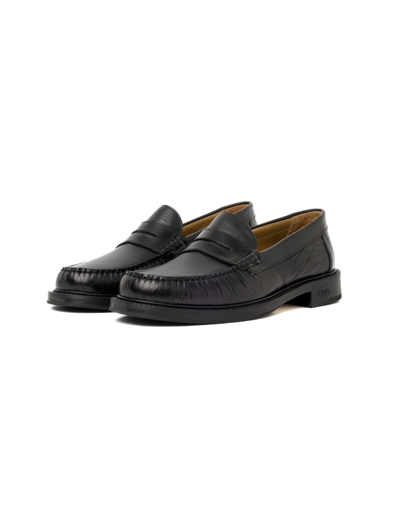 Vinny's Yardee Mocassin Loafer Croco Pattern Black/Black Crust