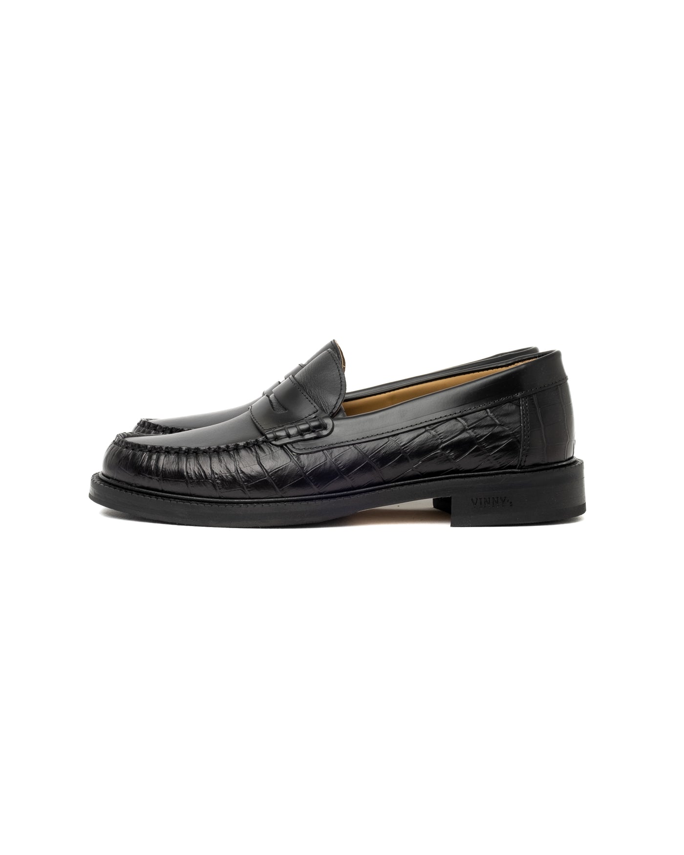 Vinny's Yardee Mocassin Loafer Croco Pattern Black/Black Crust