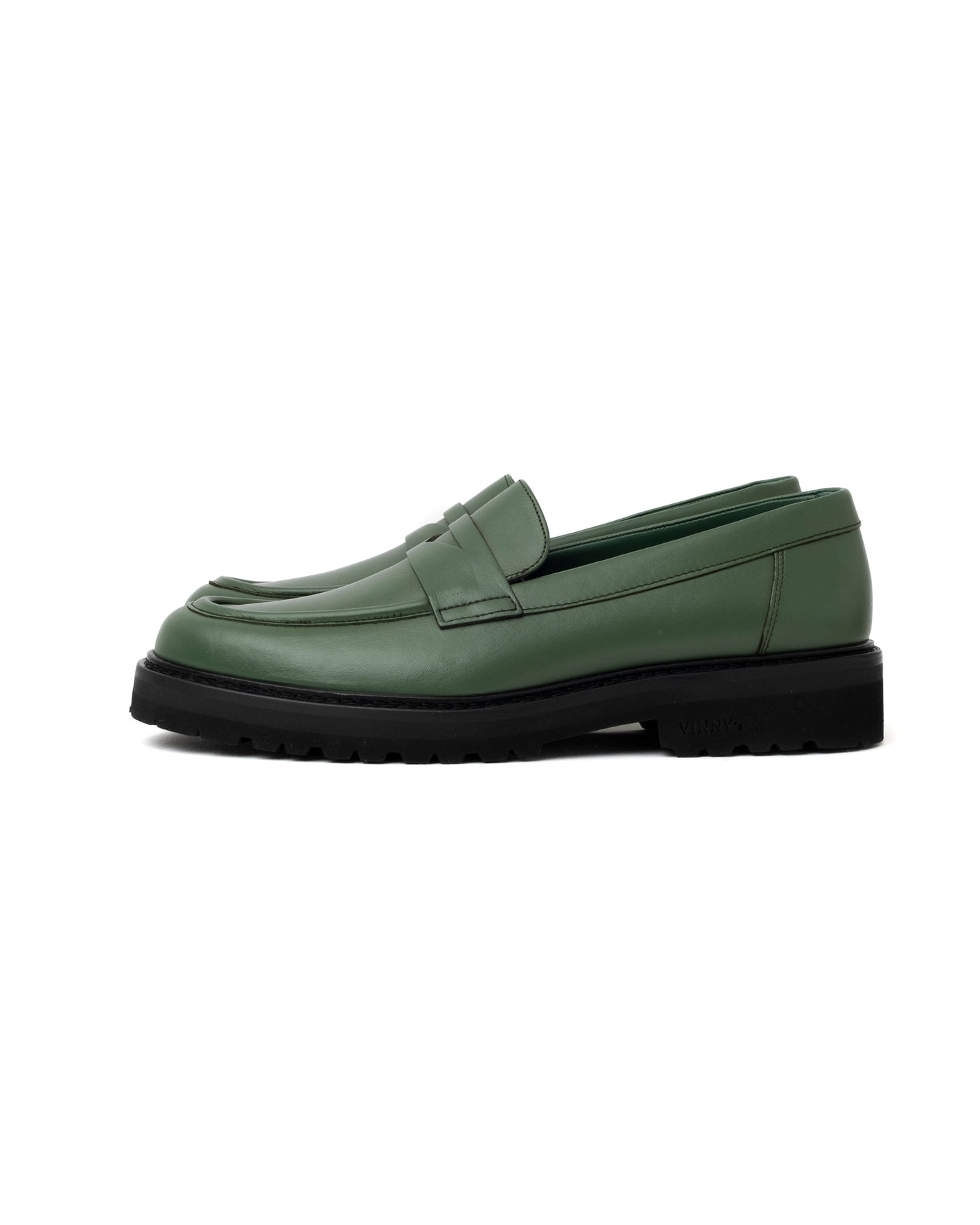 Vinny's Richee Penny Loafer Green Leather