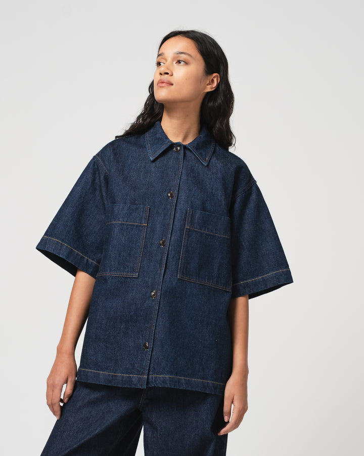 GoD 沖縄シャツ センチュリー デニム ブルー