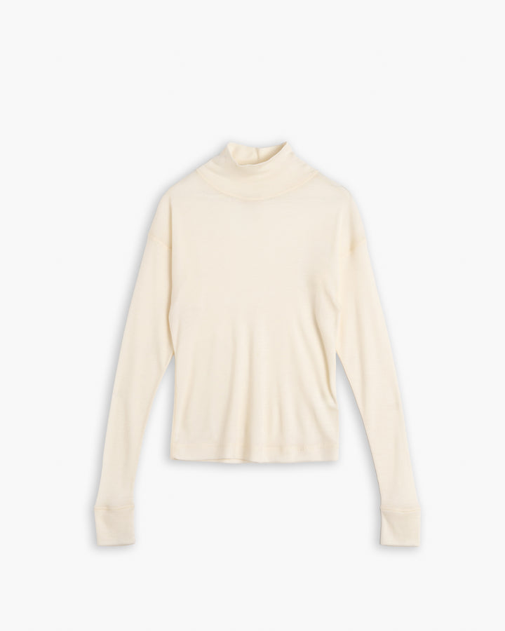 G.o.D Turtle Neck Rib Wool Off White