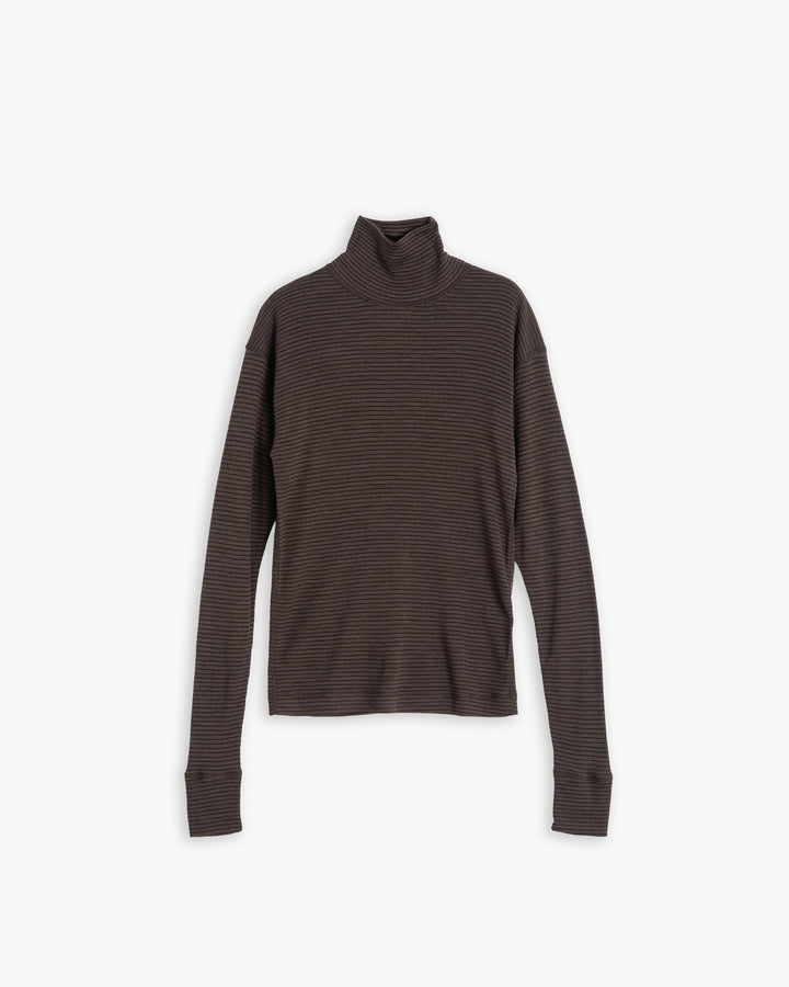 G.o.D Turtle Neck Rib Wool Sepia