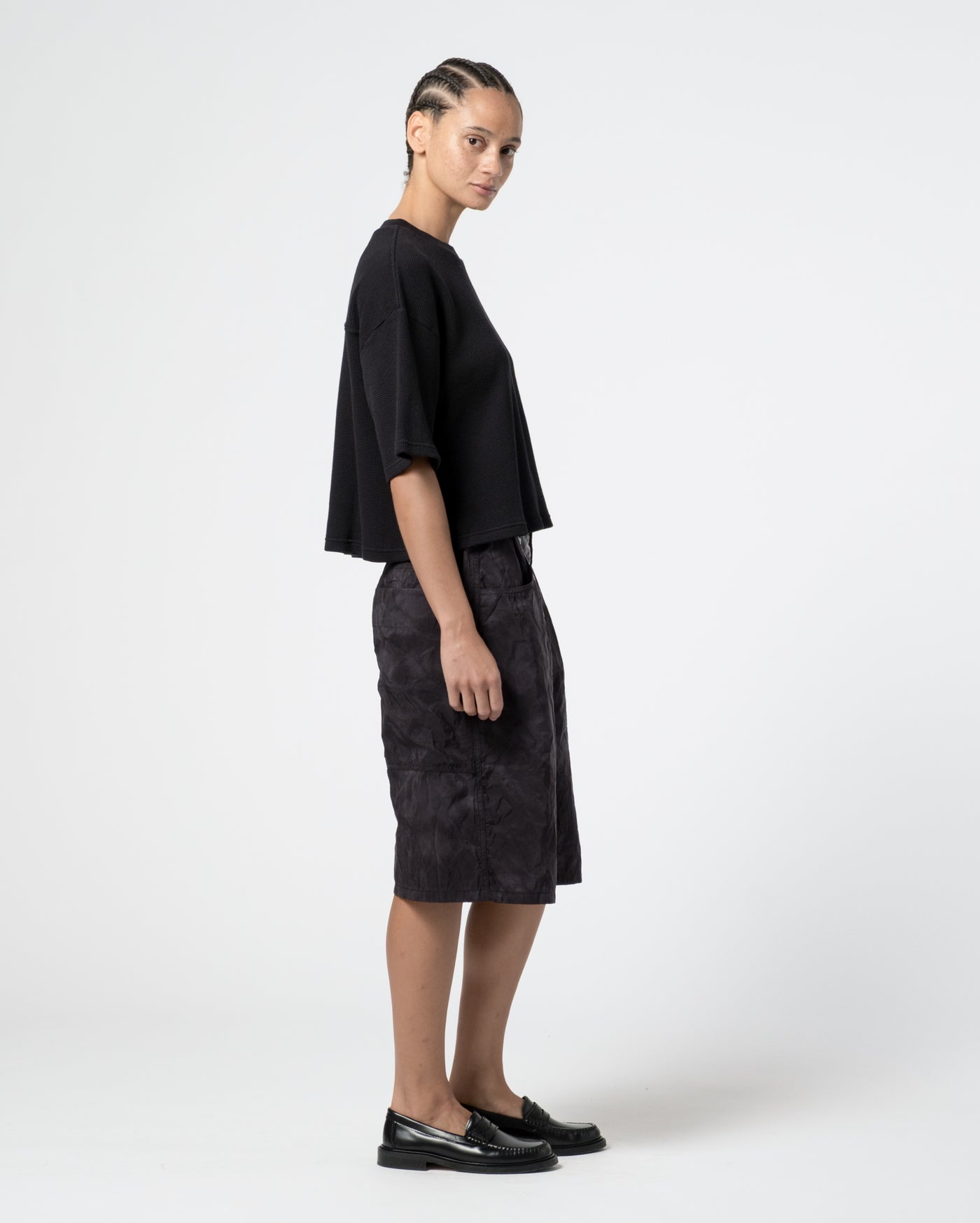 G.o.D Big T Cropped Waffle Jersey Black