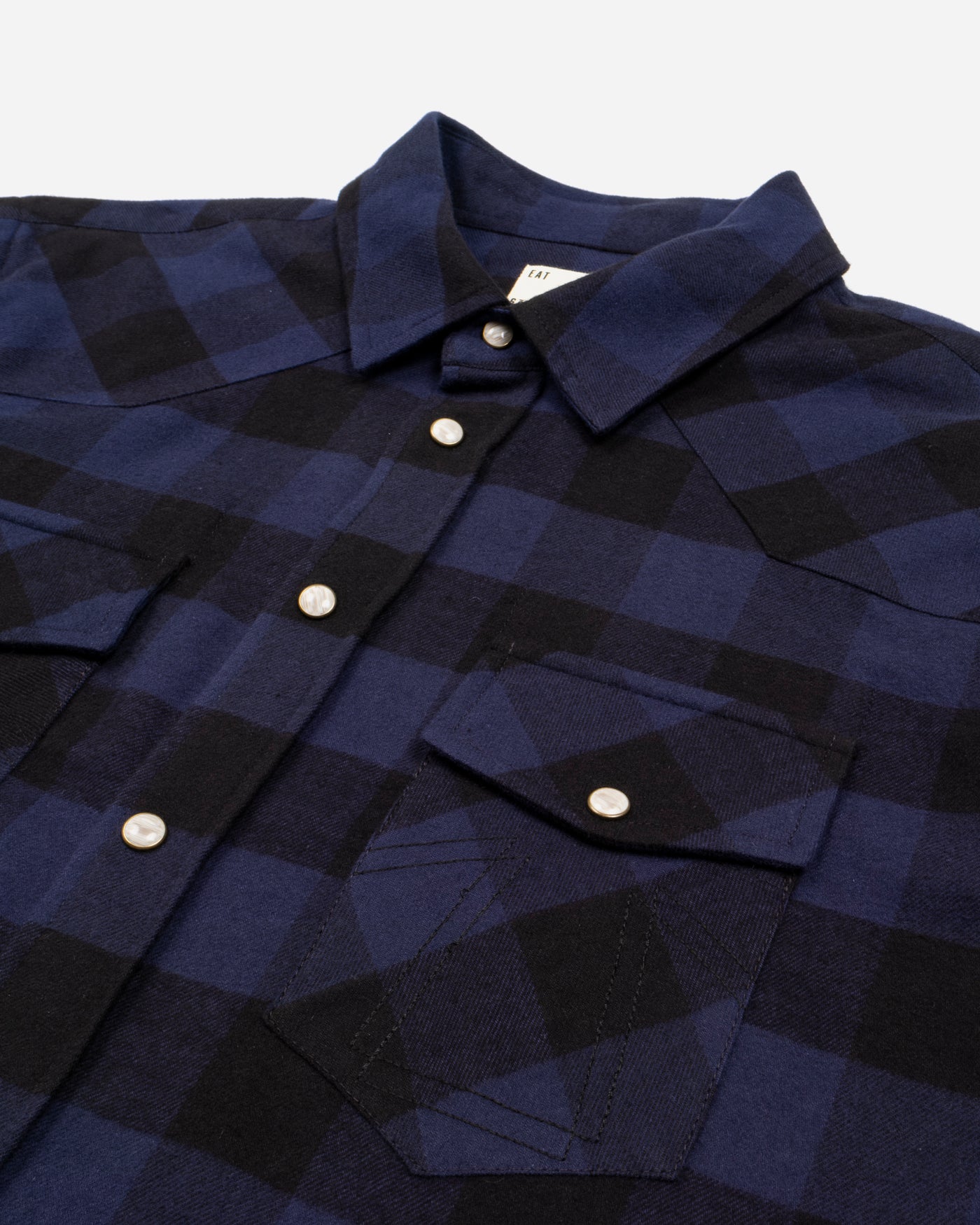 Western Shirt Check Twill Brushed Blue/Black