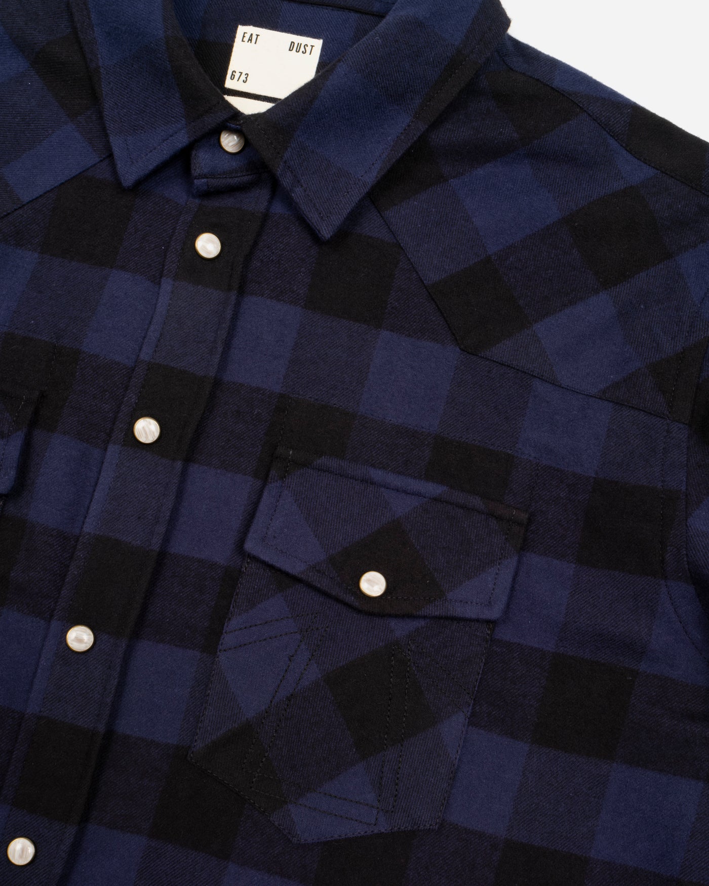 Western Shirt Check Twill Brushed Blue/Black