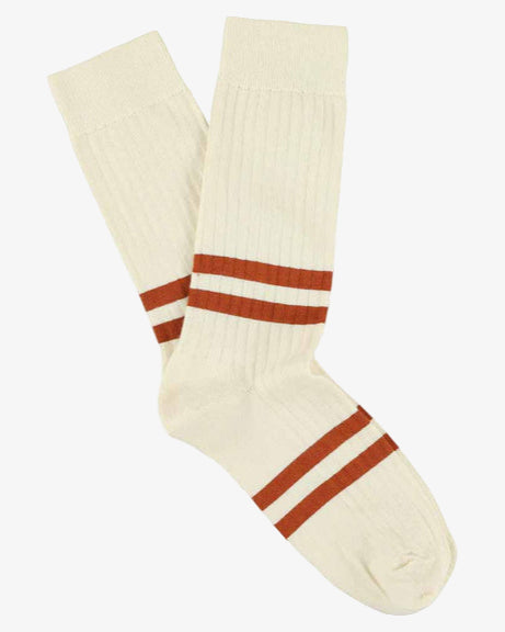 Escuyer Stripes Socks Ecru/Brick