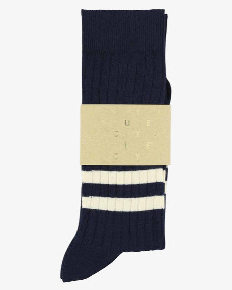 Escuyer Stripes Socks Blue/Ecru