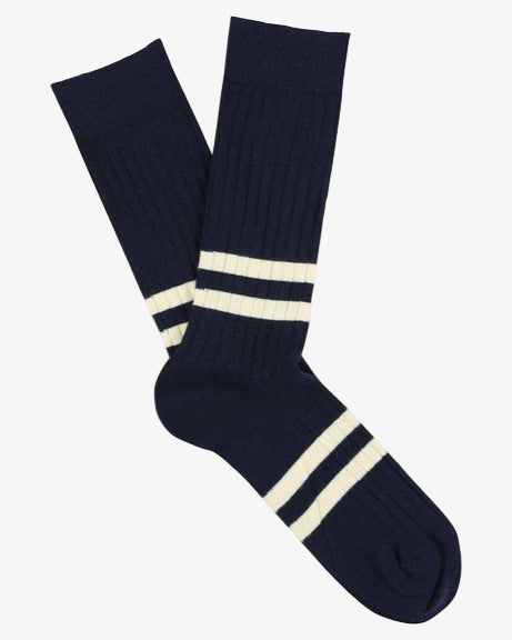 Escuyer Stripes Socks Blue/Ecru