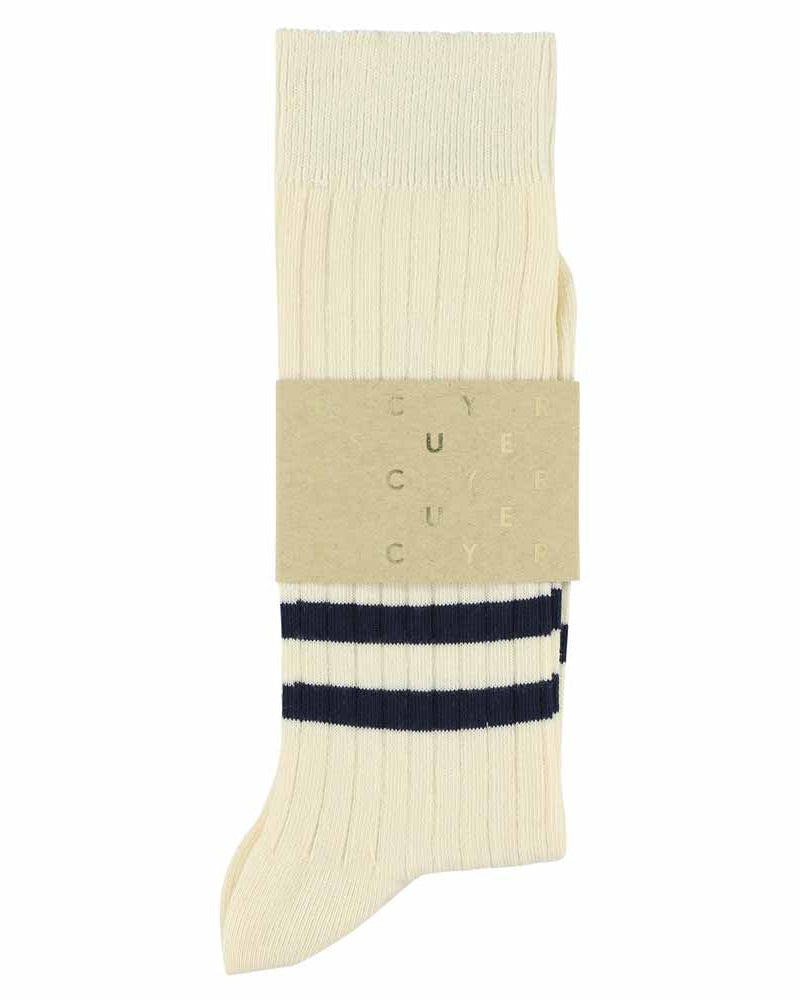 Escuyer Stripes Socks Ecru/Blue