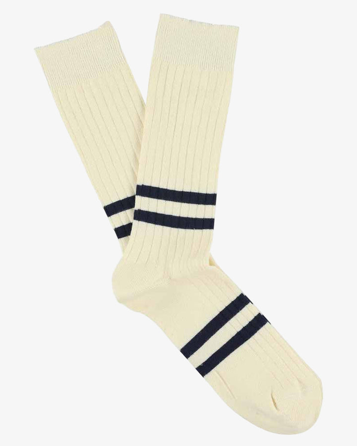 Escuyer Stripes Socks Ecru/Blue