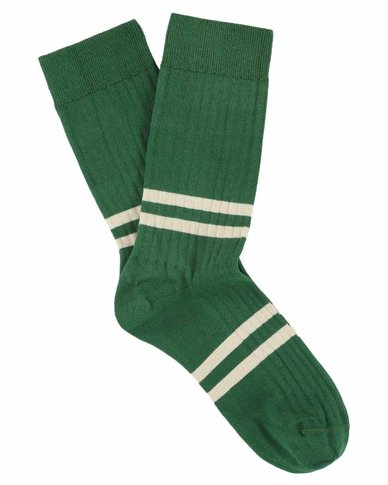Escuyer Stripes Socks Green/Ecru
