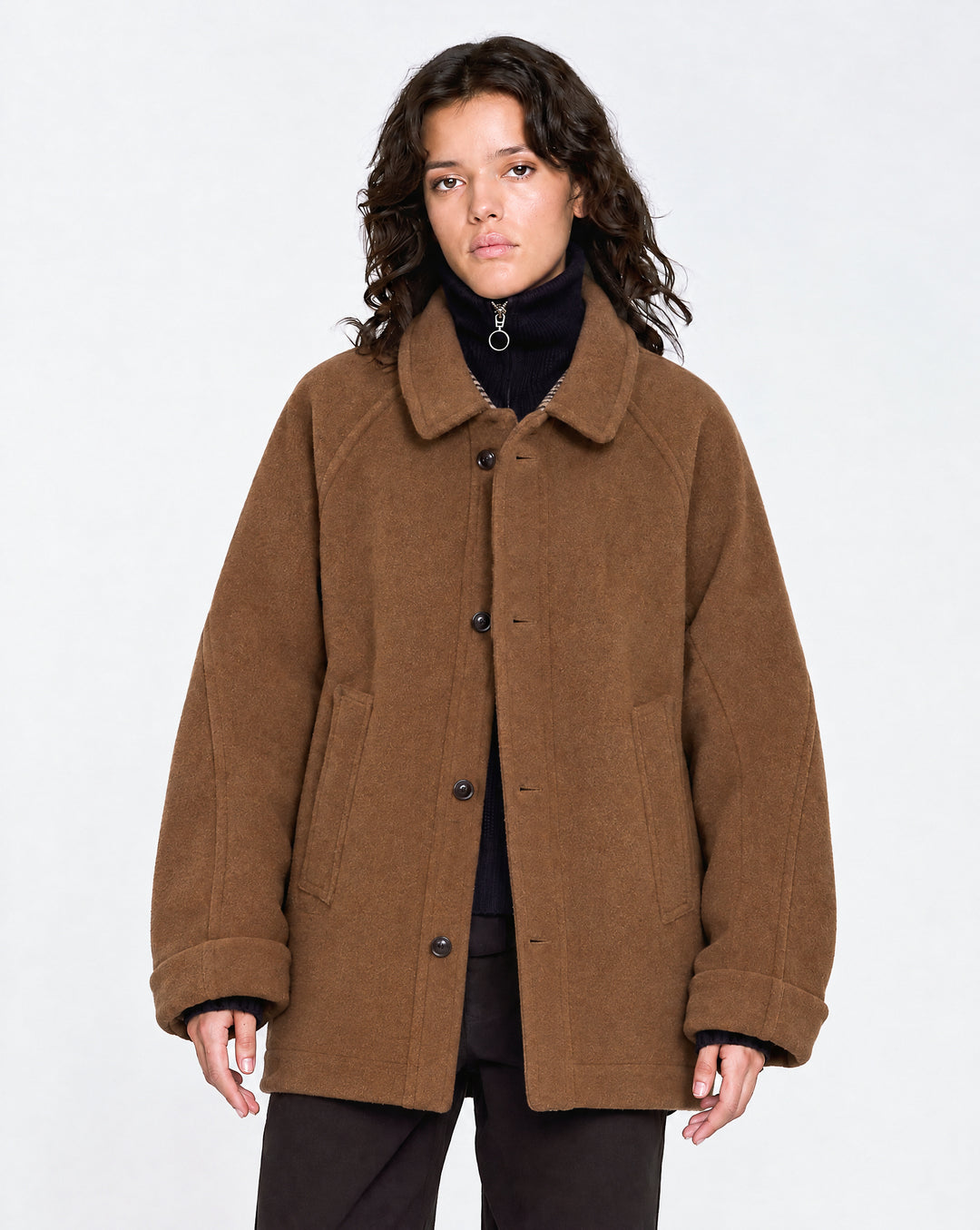 Army Caban Reversible Tambura Golf Wool Camel/Brown Check