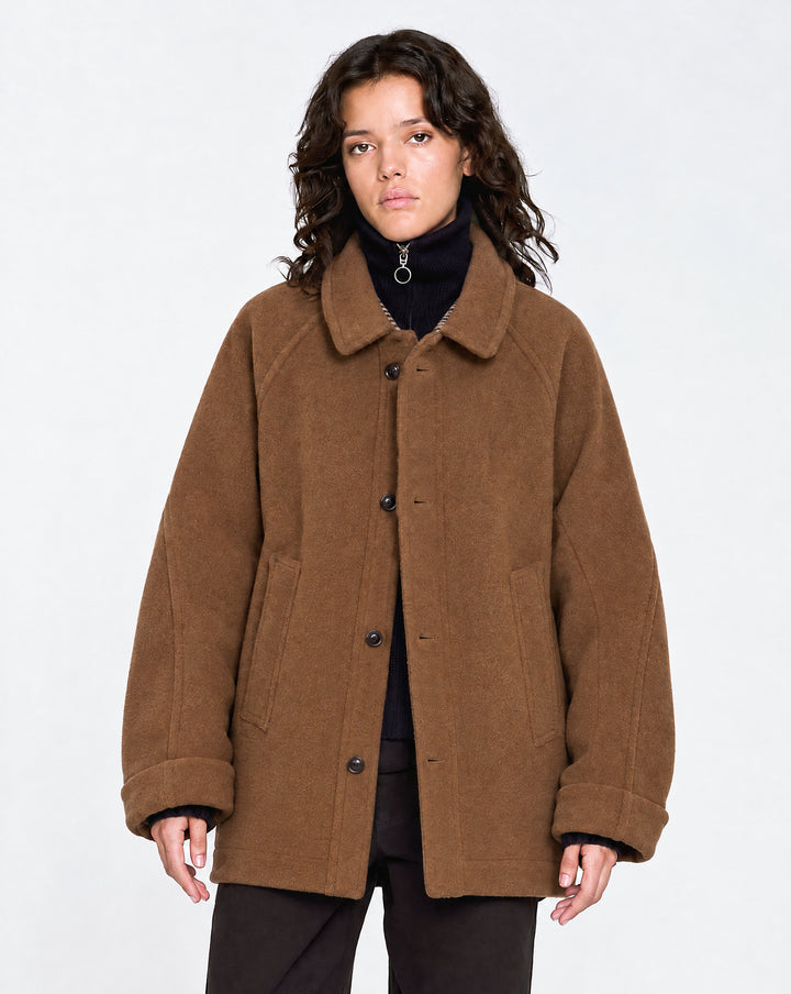 Army Caban Reversible Tambura Golf Wool Camel/Brown Check