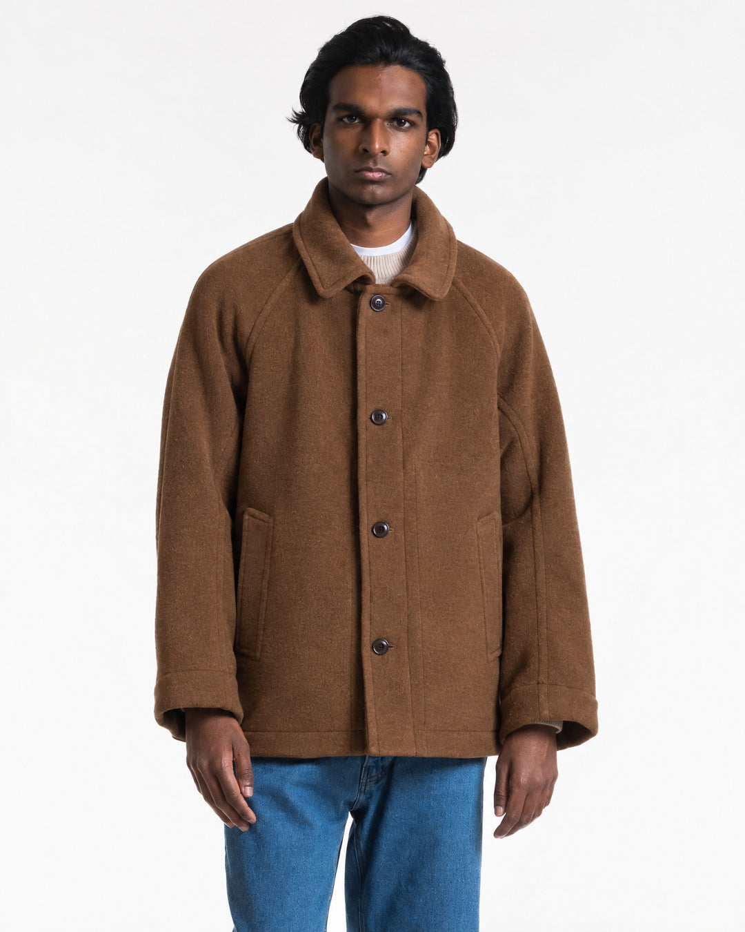 Army Caban Reversible Tambura Golf Wool Camel/Brown Check