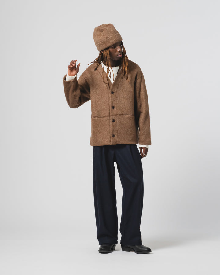 Basic Cardigan Mohair Fleece Java Brown