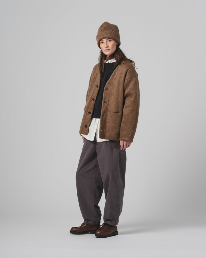 Basic Cardigan Mohair Fleece Java Brown