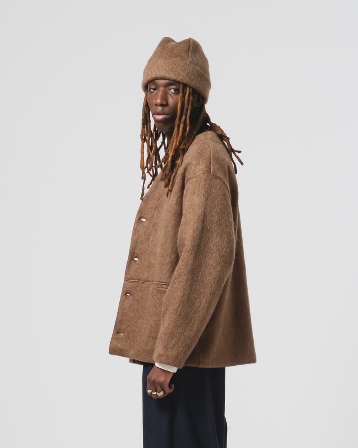 Basic Cardigan Mohair Fleece Java Brown