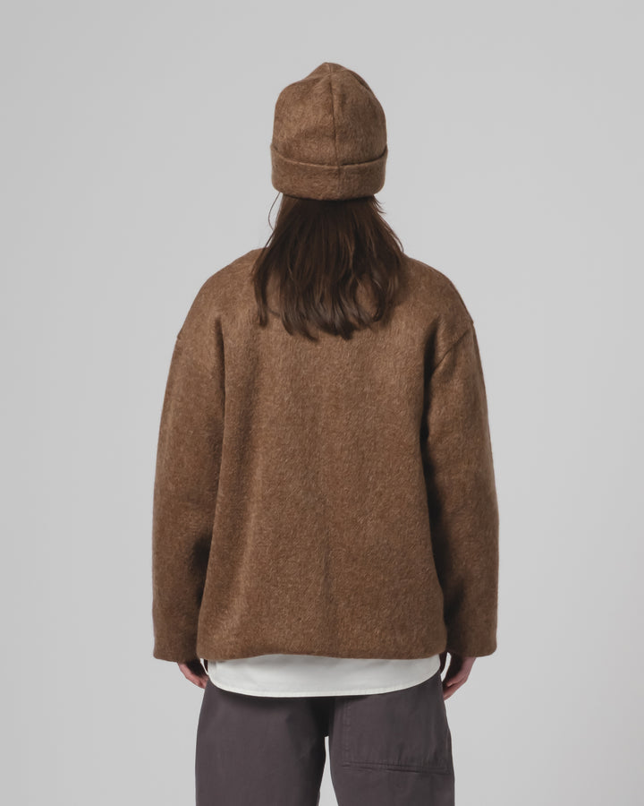 Basic Cardigan Mohair Fleece Java Brown