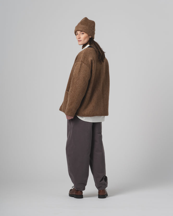Basic Cardigan Mohair Fleece Java Brown