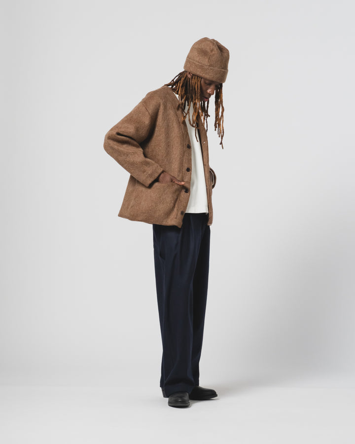 Basic Cardigan Mohair Fleece Java Brown