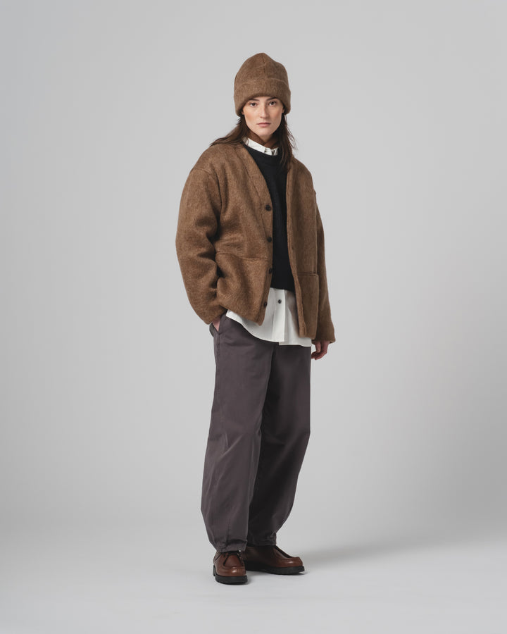 Basic Cardigan Mohair Fleece Java Brown