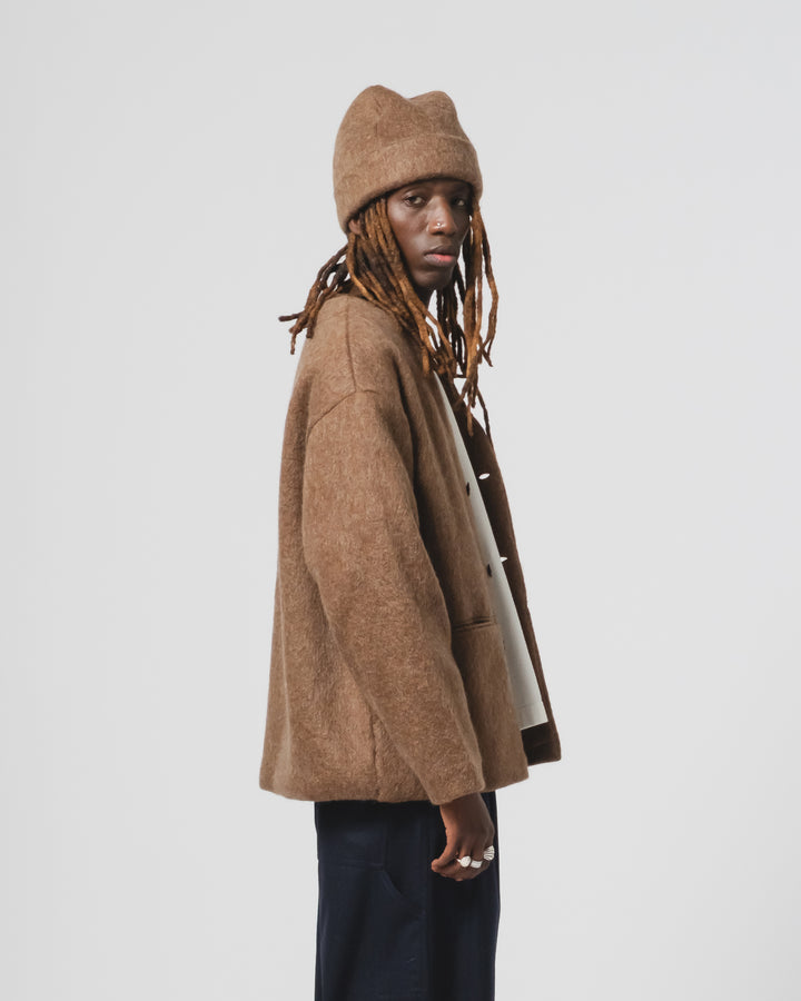 Basic Cardigan Mohair Fleece Java Brown
