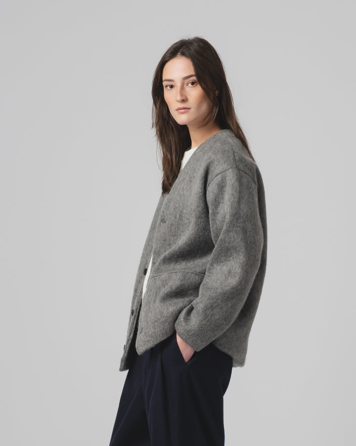 Basic Cardigan Mohair Fleece Asphalt
