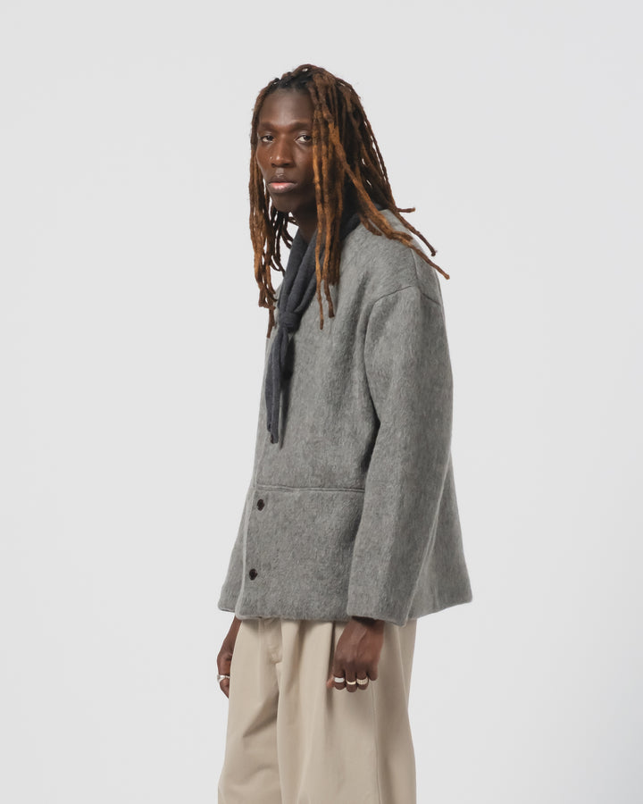 Basic Cardigan Mohair Fleece Asphalt
