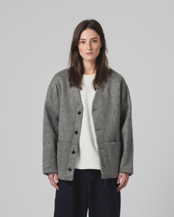 Basic Cardigan Mohair Fleece Asphalt