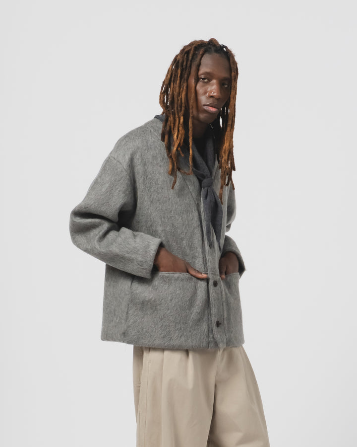 Basic Cardigan Mohair Fleece Asphalt