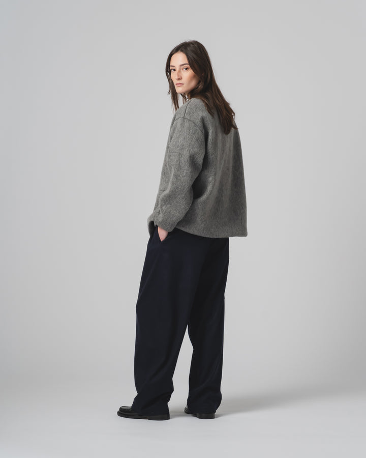 Basic Cardigan Mohair Fleece Asphalt