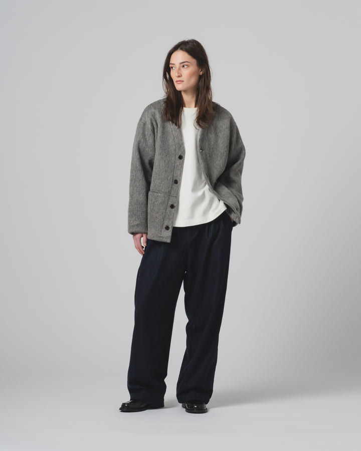 Basic Cardigan Mohair Fleece Asphalt