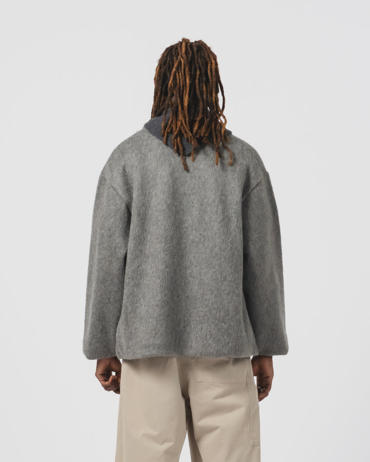 Basic Cardigan Mohair Fleece Asphalt