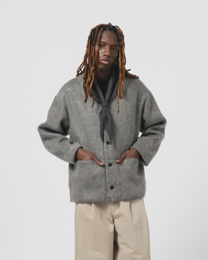 Basic Cardigan Mohair Fleece Asphalt